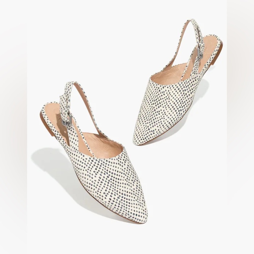 Madewell The Remi Slingback Flat in Spotted Stamped Leather | 8.5